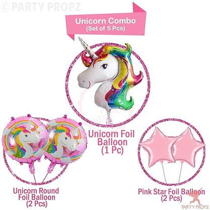 5Pcs Pink Shades Color Unicorn Foil Balloon