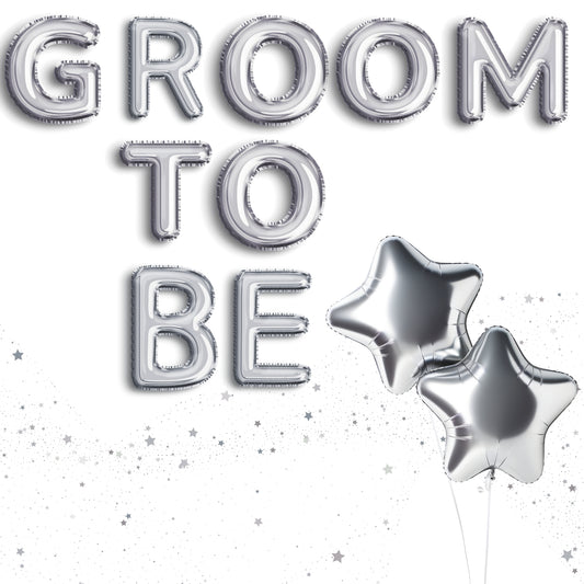 Groom To Be Silver Letter With Silver Star Foil Set