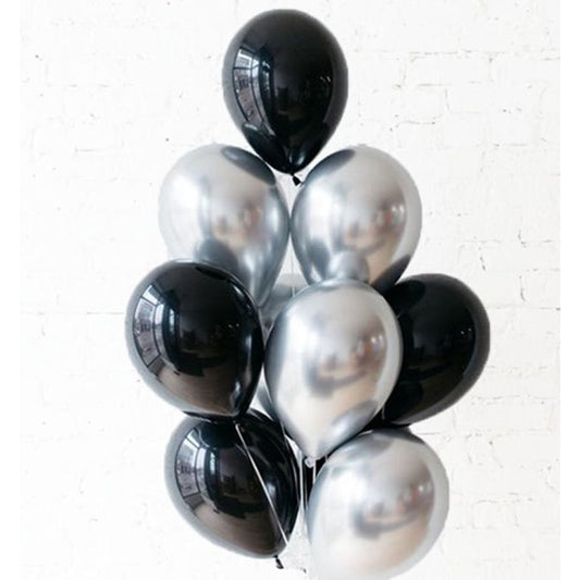 Black Balloon & Silver Chrome Balloon Combo Pack of 100 Balloon