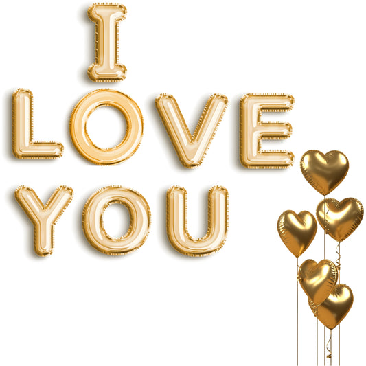 Golden Letters Foil & Heart Shape Foil Balloon
