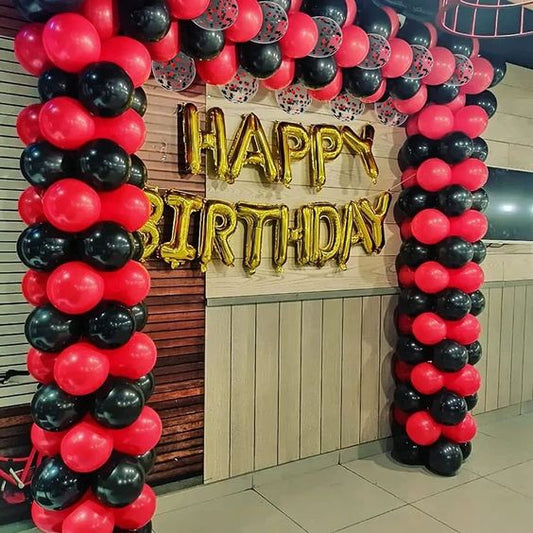 Red & Black Latex Balloon For Birthday Party